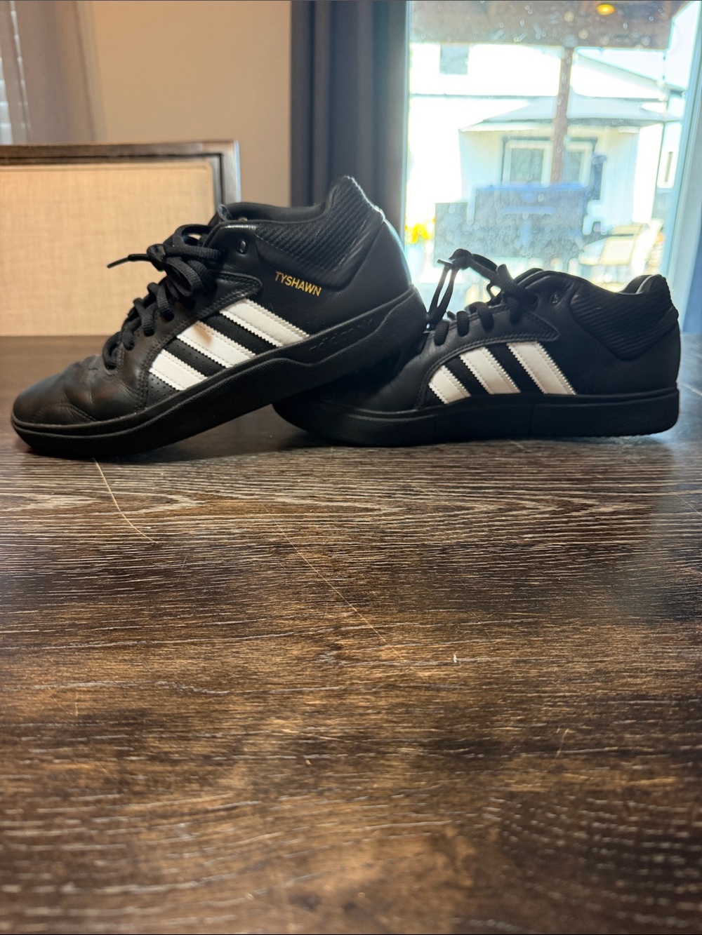 adidas Black and White Low-Top Skate Sneakers Tyshawn